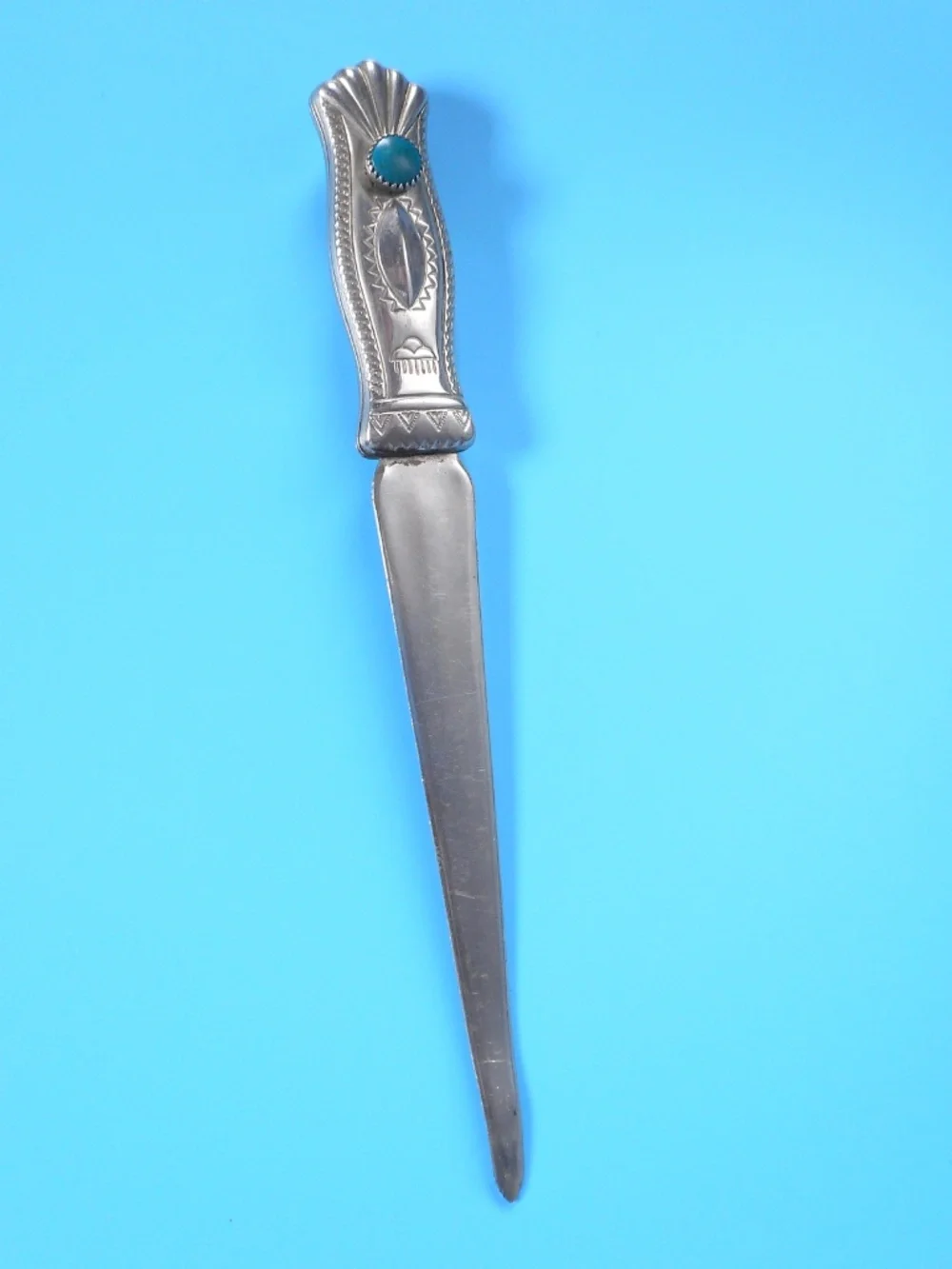 VTG Native American Navajo Letter Opener Sterling Silver Turquoise Stone RARE